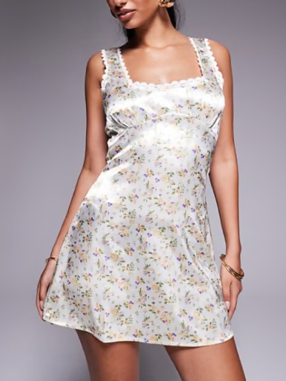 Princess Polly White Floral Satin Lace Mini Dress Sz 4